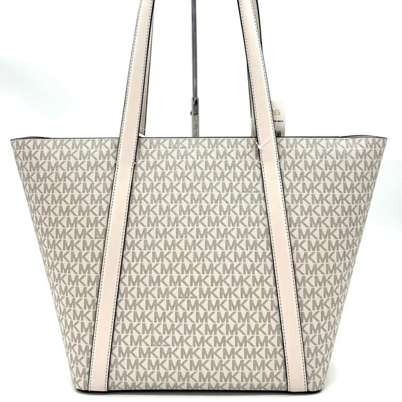 Michael Kors Pratt Large Signature Logo Tote Bag Light Cream Multi - Picture 5 of 11